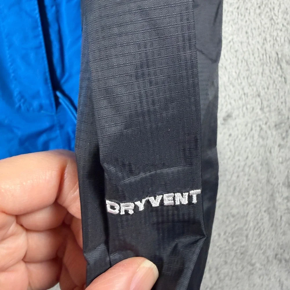 The North Face Dryvent Jacket Men Large Blue Black Hooded Waterproof Windbreaker